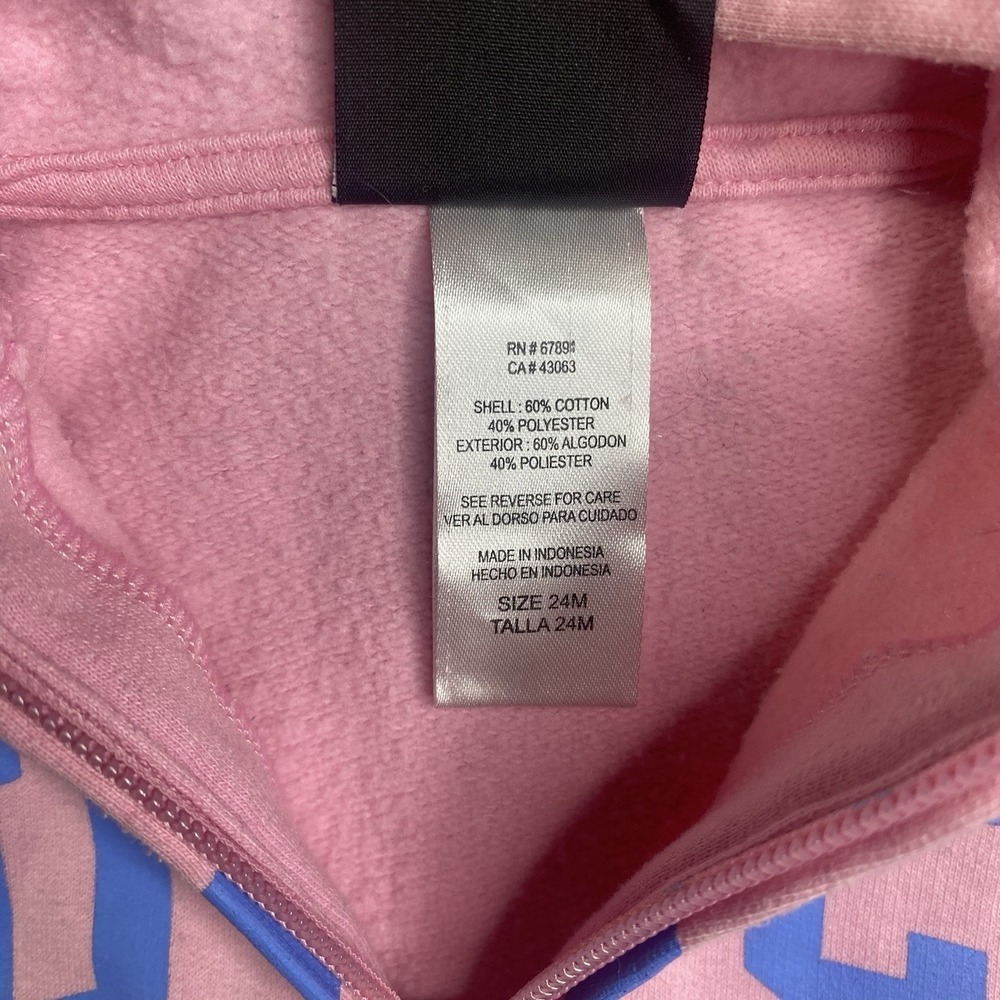 Tar Heels University Of North Carolina Pink Toddler Zip Up Embroidered 24M - Picture 4 of 8